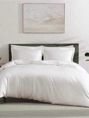 Sunday Citizen Premium Bamboo Viscose Duvet Cover Full/Queen in Off-White NWT
